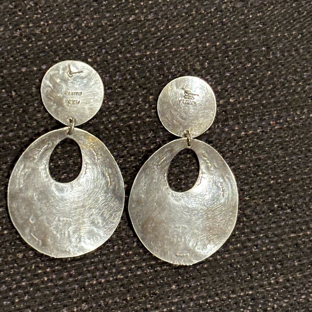 FINAL PRICE 🔥Vintage sterling Oval Earrings Silver has marked Mexico 925 - Picture 3 of 10